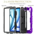 thumbnail image 6 of XYX For iPad Air 11 inch (2025 M3/2024 M2) Case, 3in1 Heavy Duty Shockproof Tablet Case with Stand, Shoulder Strap, Purple, 6 of 7