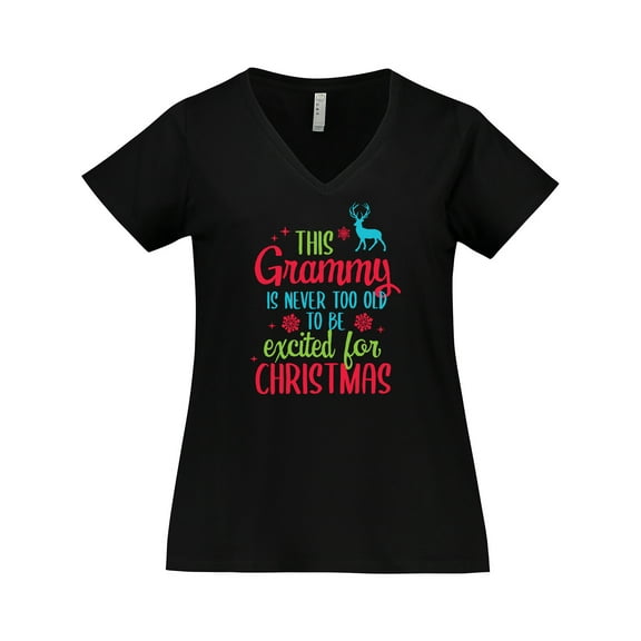 Inktastic Grammy is Never too Old to be Excited for Christmas Women's Plus Size V-Neck T-Shirt