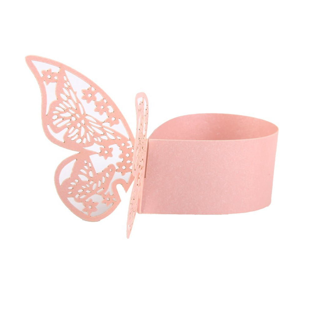 50pcs DIY 3D Butterfly Paper Napkin Ring Holder for Wedding Party Table Decor 