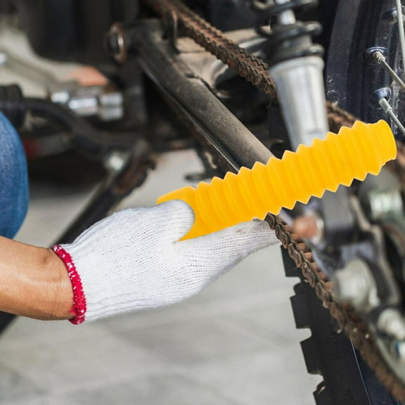 HORIALENCE 1 Pair Motorcycle Fork Boots With Yellow Rubber For Dust And Shock Protection While Riding