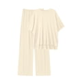 thumbnail image 2 of MINTREUS Lounge Sets for Women Knit Short Sleeve Tops and Long Pants Soft Comfy Pajamas Set Oversized 2 Piece Outfits S-2X, 2 of 8