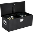thumbnail image 1 of 36-In Truck Bed Tool Box Heavy-Duty Aluminum with Sliding Shelf Lockable Diamond Plate Toolbox for Pickup RV Trailer with 2 Small Box Black, 1 of 7