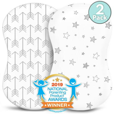 Kids N' Such Bassinet Sheets - Premium Jersey Knit Cotton- Will fit ANY Bassinet Mattress Size or Shape - Super Soft - Safe for Babies - 2 Pack Bassinet Co Sleeper Sheets - Arrow and (Best Sheets For Warm Sleepers)
