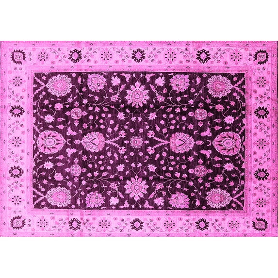 Ahgly Company Indoor Rectangle Oriental Pink Traditional Area Rugs, 7' x 10'