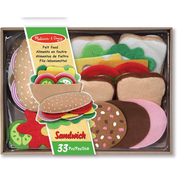 Melissa & Doug Felt Food Sandwich Set | Pretend Play | Play Food | 3  | Gift for Boy or Girl