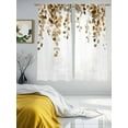 thumbnail image 4 of Orange Eucalyptus Leaves Semi Sheer Curtains 63 Inch Length 2 Panels Set, Weeping Spring Botanical Summer Sheer Kitchen Curtain Privacy Voile Window Curtain for Living Room Bedroom Rod Pocket Drapes, 4 of 7