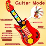 PVUEL Kids Guitar 2 in 1 Musical Instruments for Kids Piano Toddler Toy Electric Guitars with Strap Music Toys for 3 4 5 Year Old Boys Girls Christmas Xmas Gifts