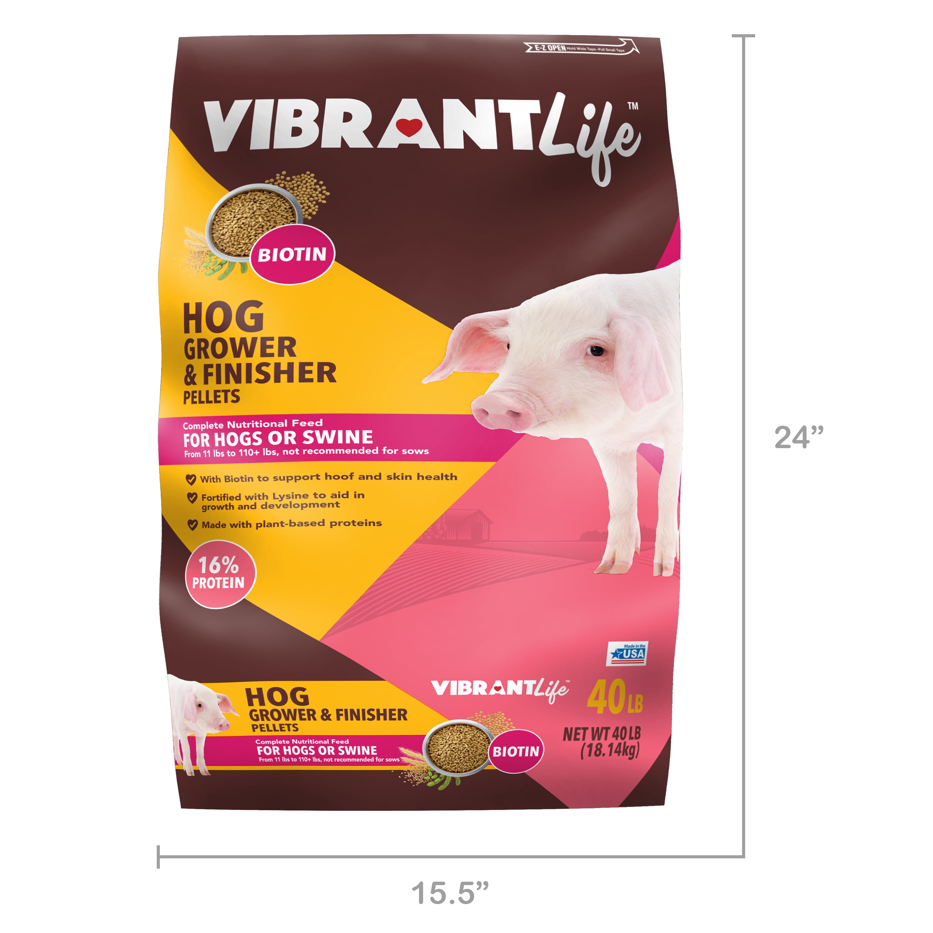 Vibrant Life Hog Grower & Finisher Pellet Feed, 40 lbs