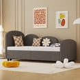 thumbnail image 3 of Euroco Upholstered Twin Size Daybed with Trundle Bed, Velvet Sofa Bed, Gray, 3 of 17