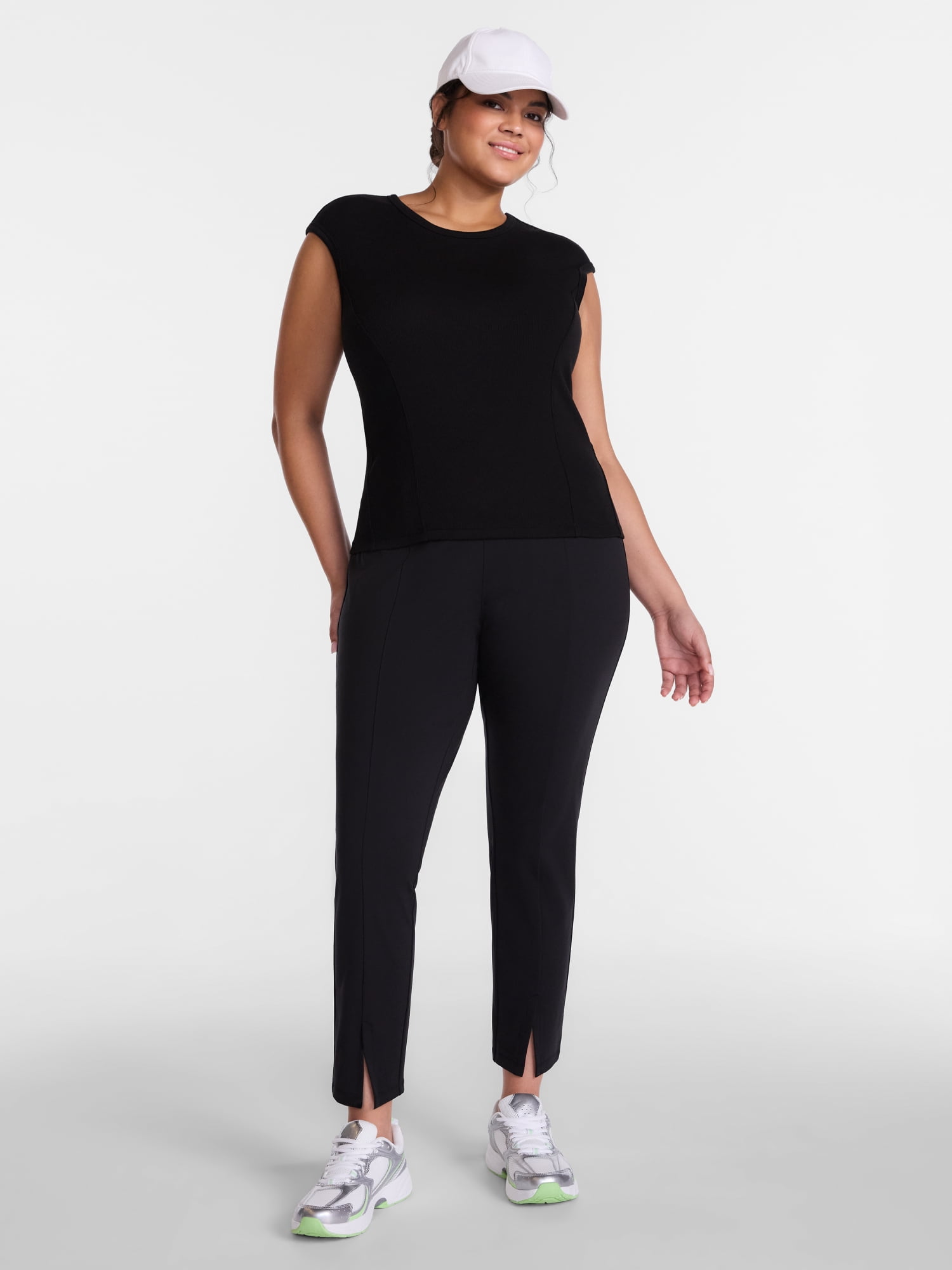 Avia Women's Interlock Leggings with Split Hem, 28" Inseam, Sizes XS-XXXL