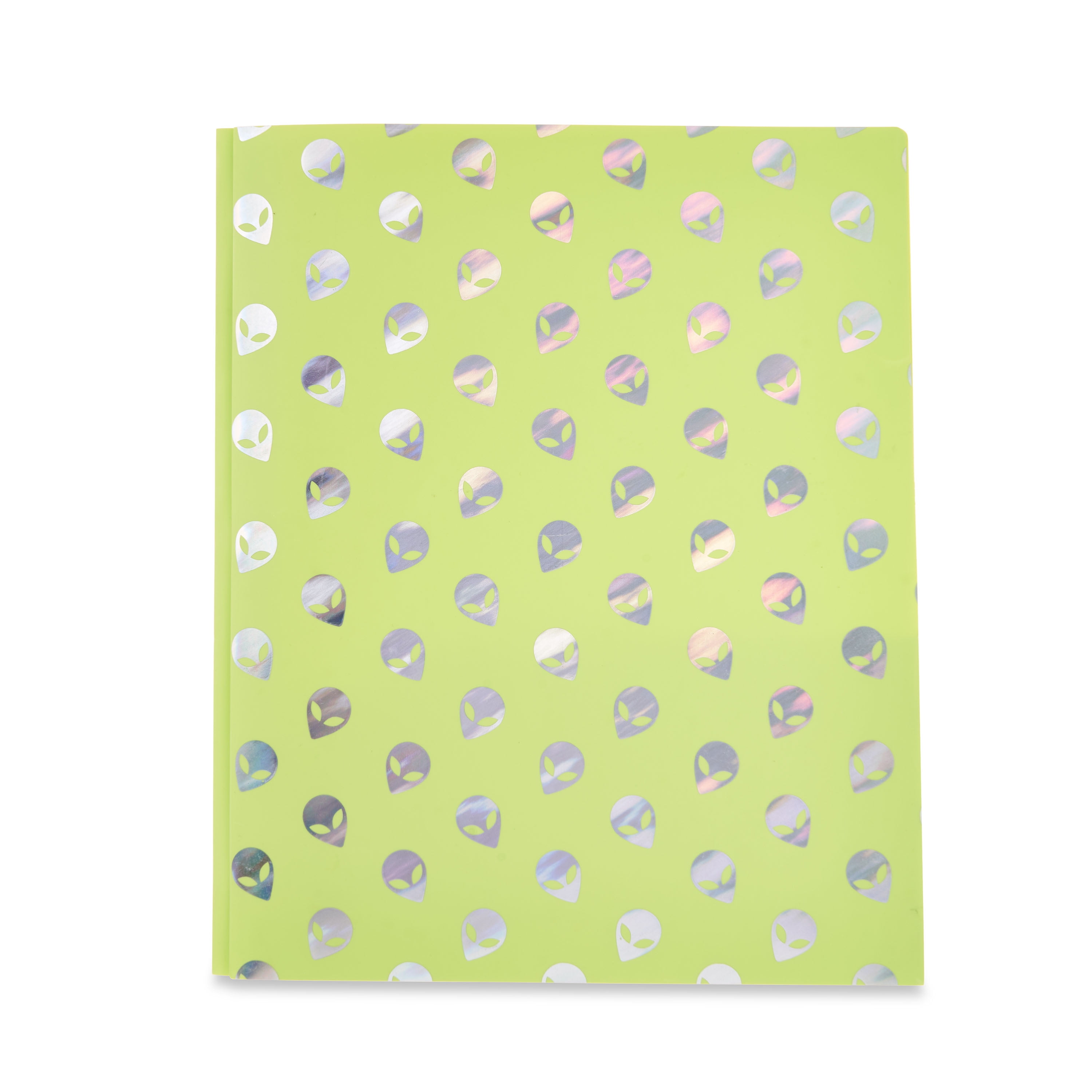 Pen+Gear 3-Prong Poly Folder, Green with Foil Aliens, 9.4' x 11.4'