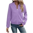thumbnail image 2 of KIHOUT Womens Long Sleeve Zip Up Sweatshirts Jackets Casual Loose Short Outwear with Pockets, 2 of 5