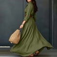 thumbnail image 4 of Aimik Women's Long Sleeve Button Down Maxi Shirt Dress Belted V-Neck Loose Fit Casual Flowy Maxi Dress, 4 of 4