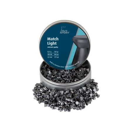 - H&N Match Light Airgun Pellets .177 Cal, 7.87 Grains, 4.50mm, Wadcutter, 500ct