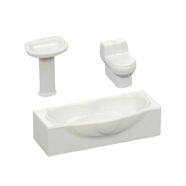 Juego de rol de bañera y fregadero perfke Accesorios de imaginación Casa de muñecas miniatura S