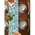 thumbnail image 2 of Table Runner Dresser Scarves 120 Inch Long, Marine Starfish Sea Conch on Wave Stripe Linen Dining Table Runners Ocean Nautical Anchor Rudder Tabletop Scarf for Wedding Holiday Party Kitchen, 2 of 7