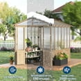 thumbnail image 5 of Ataujin Wooden Greenhouses 8X10FT Cedar Frame Wooden Greenhouse Kit. Outdoor Walk-in Greenhouse with Roof Vent, Wood & Polycarbonate Construction with 6MM Thick Polycarbonate Panel, 5 of 8