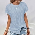 thumbnail image 2 of OSOLU Women Casual Loose Solid Color Crew Neck Mesh Knitted Jacquard Bat T-Shirt Short Sleeve Tee Tops Lovely Dailywear, 2 of 7
