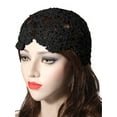thumbnail image 2 of DLAPL Women's Cotton Crochet Floral Cutout Beanie Hat Handmade Knit Summer Skull Cap (Solid Black), 2 of 3