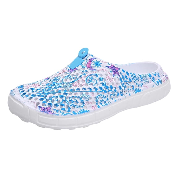 GPOECD Ladies Slippers Men's Garden Clogs Outdoor Slippers Lightweight Breathable Slipon Shoes for Walking Comfortable Casual Wear Mens Sandals Blue,9