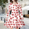 thumbnail image 2 of MIASHUI Robe Imprimée Mignonne pour Filles Printemps Été Manches Longues Décontractées Robes Évasées, Rouge, 8-9 Ans, 2 of 5
