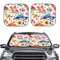 thumbnail image 2 of Haiem Flowers Birds And Butterflies Windshield Sun Shade: Universal Foldable 2-Piece Car Front Window Sunshade - Blocks Uv Rays, And Reduces Heat,Essential Car Accessory Medium, 2 of 7