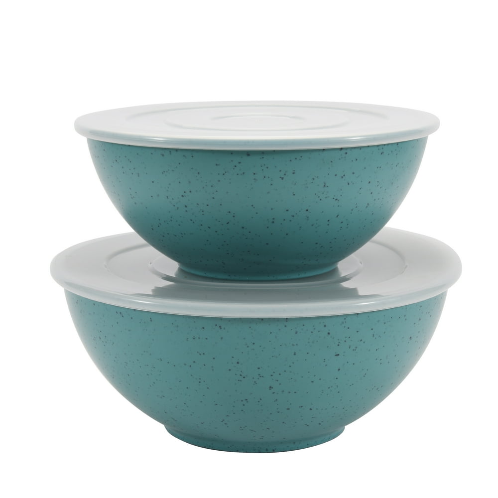 Mainstays 4Piece EcoFriendly Recycled Plastic Serve Bowl Set, Aqua