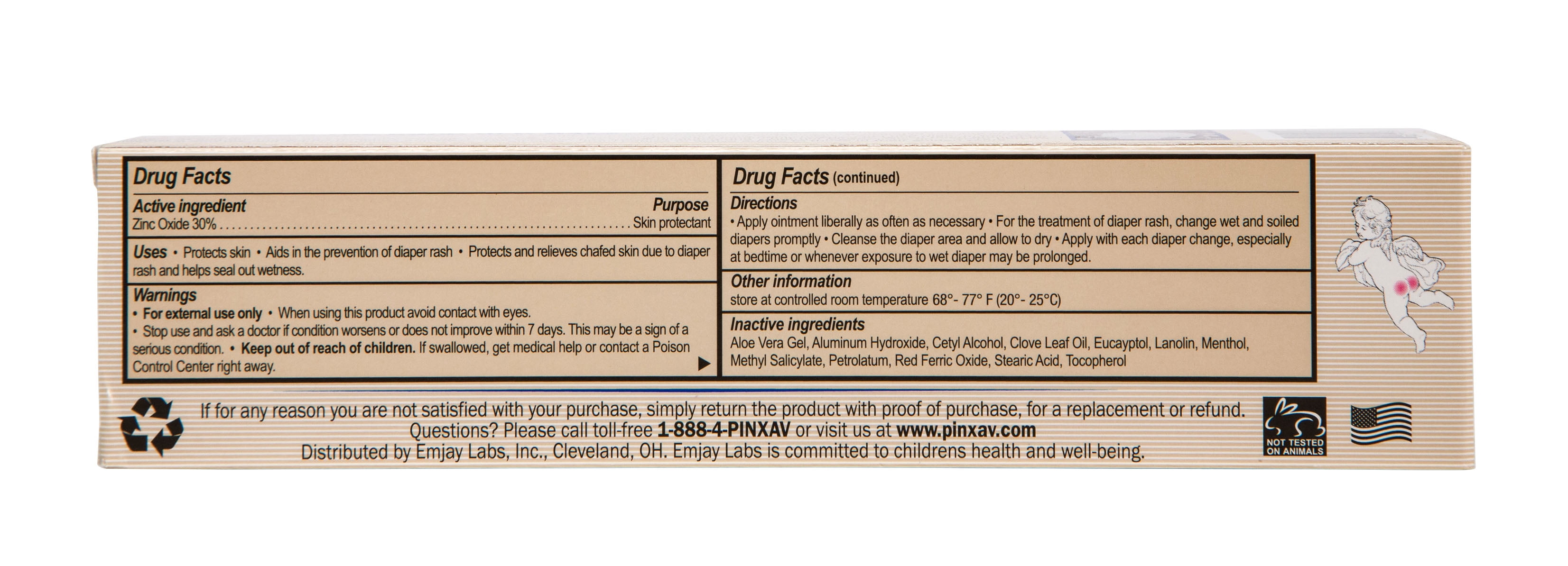 PINXAV Diaper Rash Ointment Tube 4 oz with Natural Anesthetics and Healing Ingredients