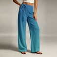 thumbnail image 7 of Danhjin Women's Gradient Pants Wide Leg High Elastic Waist with Drawstring Print Fashion Flowy Palazzo Loose Vacation Trousers, 7 of 7