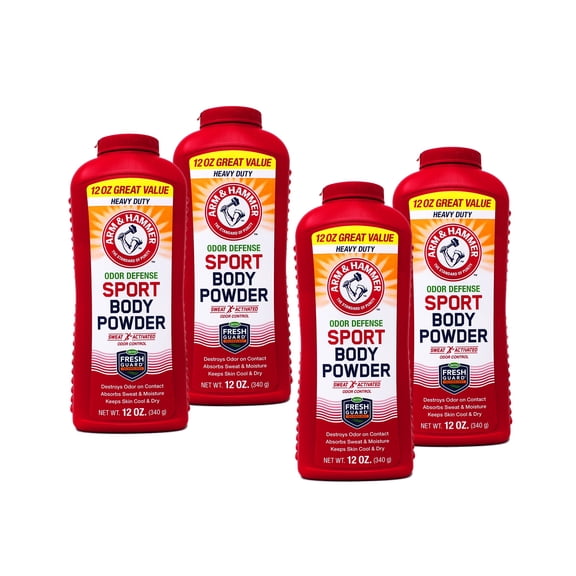 Arm & Hammer Odor Defense Sport Body Powder 12 Ounces, Pack of 4