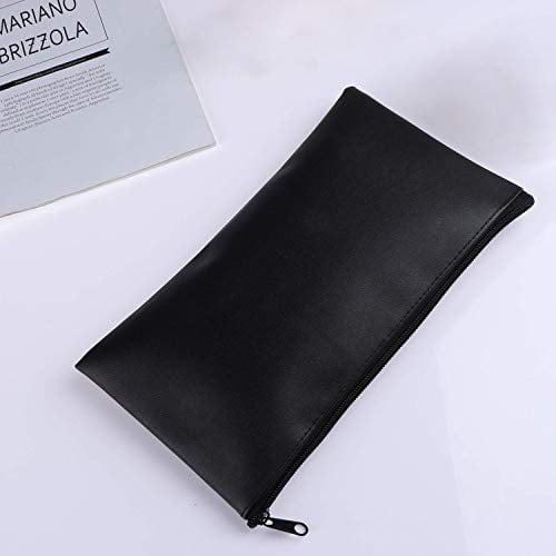 Blueblack Zipper Bank Bags,6 Pack Money Pouch Bank Deposit Bag PU Leather Cash and Coin Pouch Bank envelopes with Zipper
