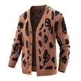 thumbnail image 2 of MXALUOB Men's Cardigan Sweater Leopard Print V Neck Winter Fashion Sweaters Button Up Long Sleeve Casual Tops Soft Warm Coat, 2 of 6