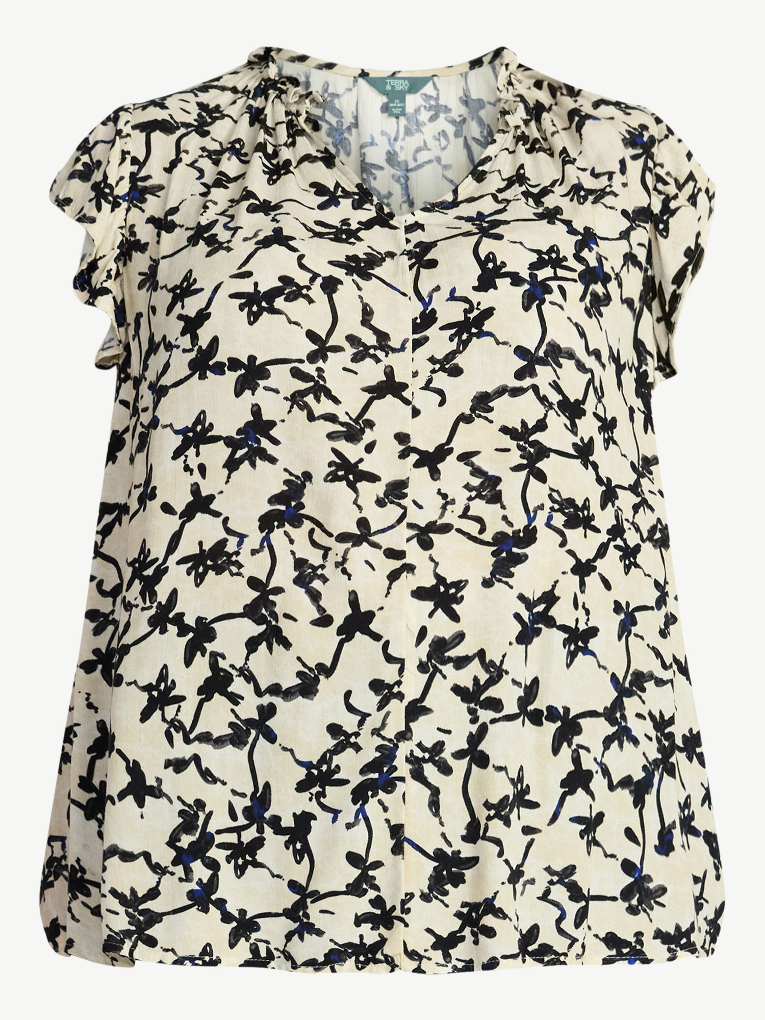 Terra & Sky Women's Plus Size Flutter Sleeve Blouse, Sizes 0X-5X