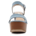 thumbnail image 3 of Soda Women Block Chunky Stacked High Heels Sandals Open Toe Platform Ankle Strap Band OPTIONS-S Blue Denim 5.5, 3 of 5
