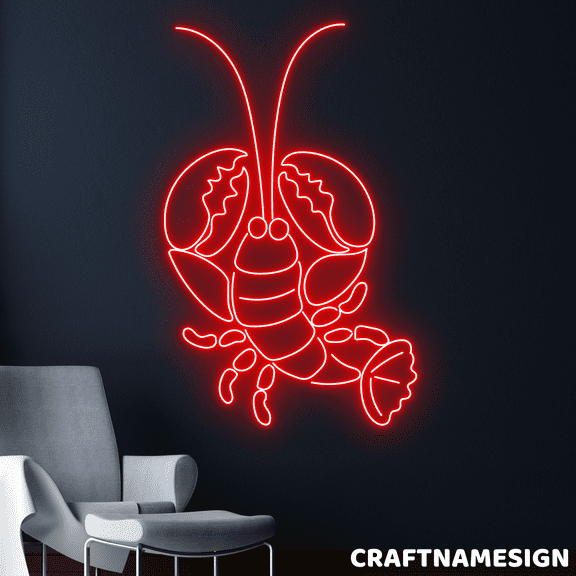 Craftnamesign Lobster Neon Sign, Seafood Wall Decor, Sea Restaurant Wall Art