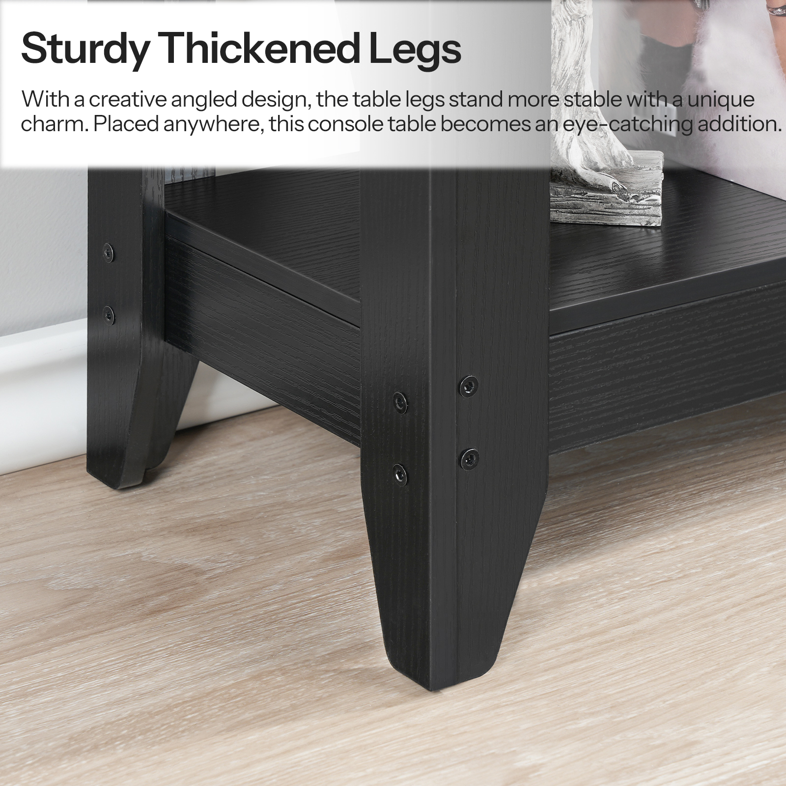 HOOBRO Industrial Multifunction with Power Socket, Outlets and USB Ports Engineered Wood Console Table, Black Walnut