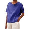 thumbnail image 1 of Camiseta con Botón Mujeres, Sudadera Casual Color Sólido Camiseta de Cuello en V de Manga Corta para Diario, Compras Y Salida, 1 of 7