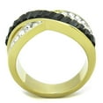 thumbnail image 3 of Womens Rings Two-Tone IP Gold (Ion Plating) 316L Stainless Steel Ring with Top Grade Crystal in Jet TK1577, 3 of 4