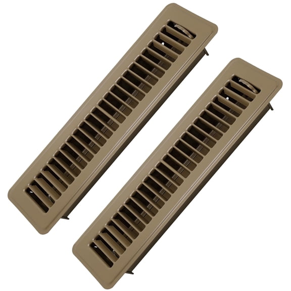 COZZIVITA 2 Pack Floor Register 2" x 12" Inch Heavy Duty Floor Vents, Metal Heat Air Vent Covers Rust Proof Finish Floor Vent Covers for Home Heater Floor Registers Grilles & Vents (Brown)
