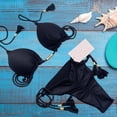 thumbnail image 4 of sunsanly 2 Pcs/Set Beach Bikini Set Solid Color Lace Up Halter Neck Backless Tassel Swimming Multi Straps Padded Women Bathing Suit Swimming Garment, 4 of 8
