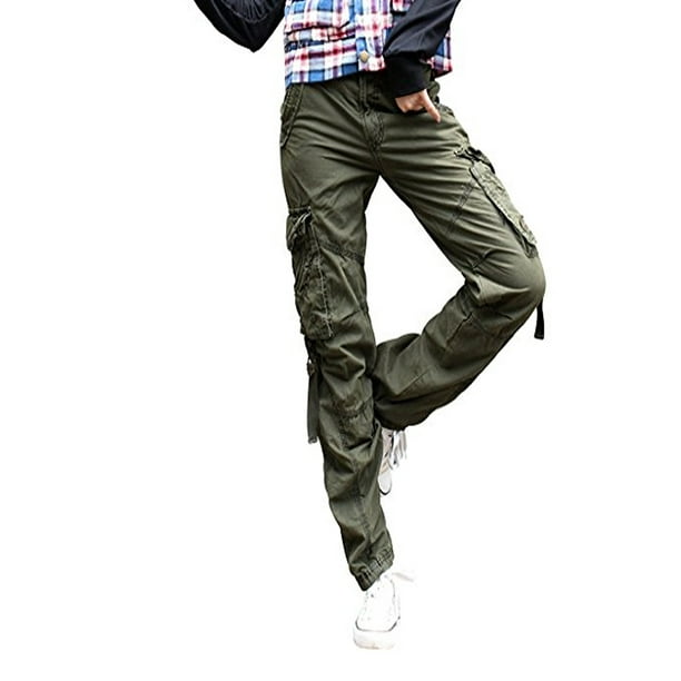 Skylinewears Women's Casual Cargo Pants Solid Cotton Military Army