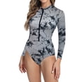 thumbnail image 3 of JoveMarine Women's Long Sleeve Wetsuit Printed Zipper Rash Guard One Piece Swimsuit for Diving Surfing Swimming Bathing Suit For Womens Swimsuits Gray L, 3 of 8