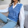 thumbnail image 6 of Fesfesfes Women Vest Sweater V-neck Multicolor Knitted Sweater Casual Sleeveless Vest Jacket Tops Tops on, 6 of 8