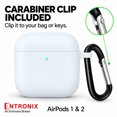 thumbnail image 7 of Entronix Silicone Case for AirPods 2 / 1, Slim Protective Cover with Carabiner, White, 7 of 7
