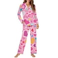 thumbnail image 3 of Renewold Valentine's Day Pajama Set for Women Soft Comfy Jogger Yoga Sweatsuit Sleepwear Size 4XL 2 Pieces Colorful Hearts Daily Wear Pjs Button Lounge Wear, 3 of 6