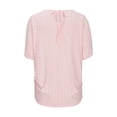 thumbnail image 3 of Jewelreauty Cold Shoulder Eyelet Tops for Women Short Sleeve O-Neck Casual Shirts Summer Tie Back Blouses (S, Pink), 3 of 6