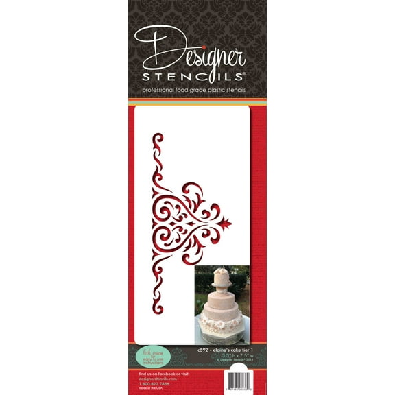 Designer Stencils Elaine's Cake Stencil Set - Tier 1, Beige/semi-transparent