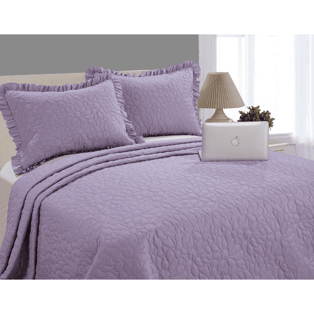 Piece Quilt Set King Lavender, Purple Ruffle Twin Bedding