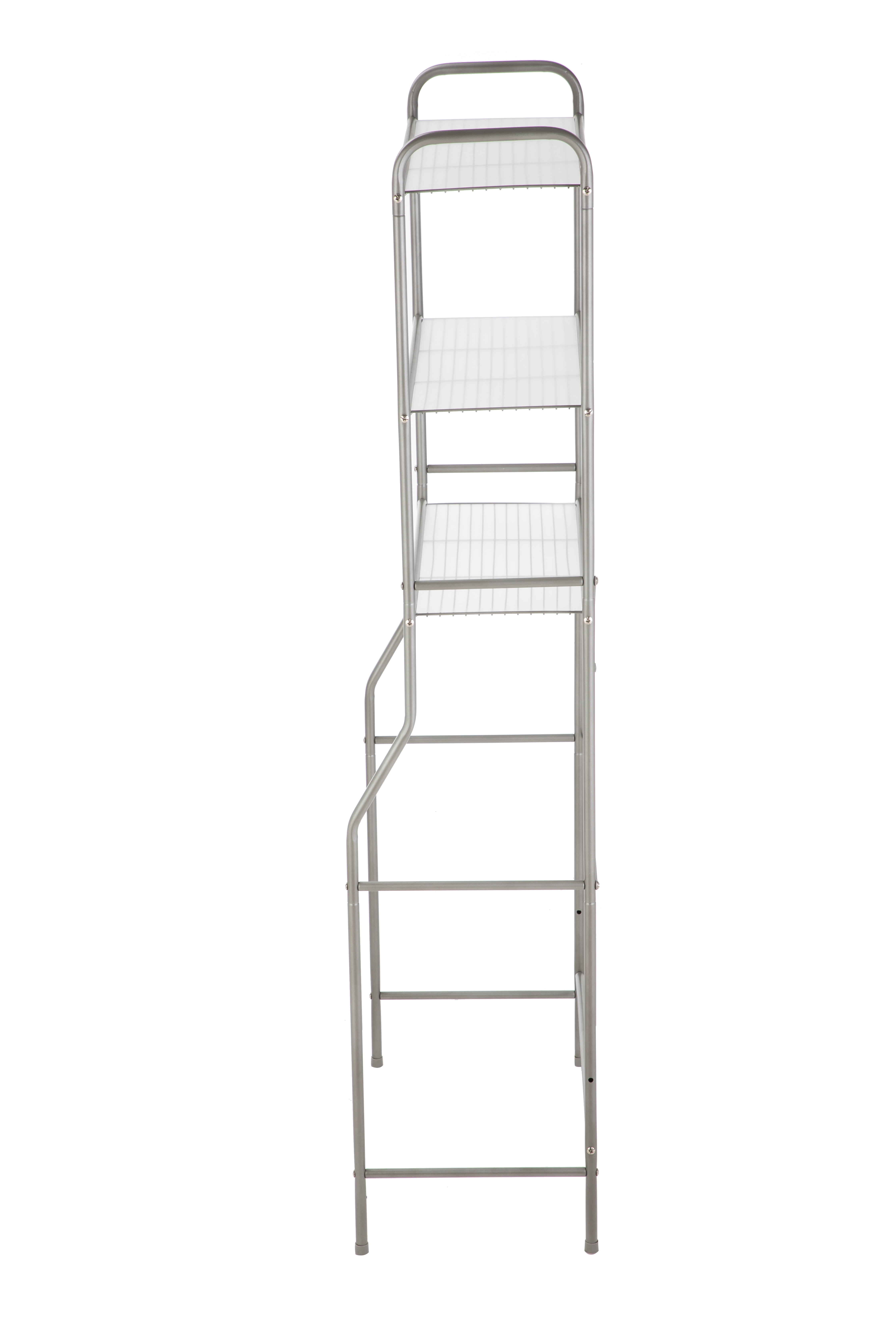 Mainstays Over-the-Toilet 3-Shelf Steel Storage Unit with Liners, Satin Nickel