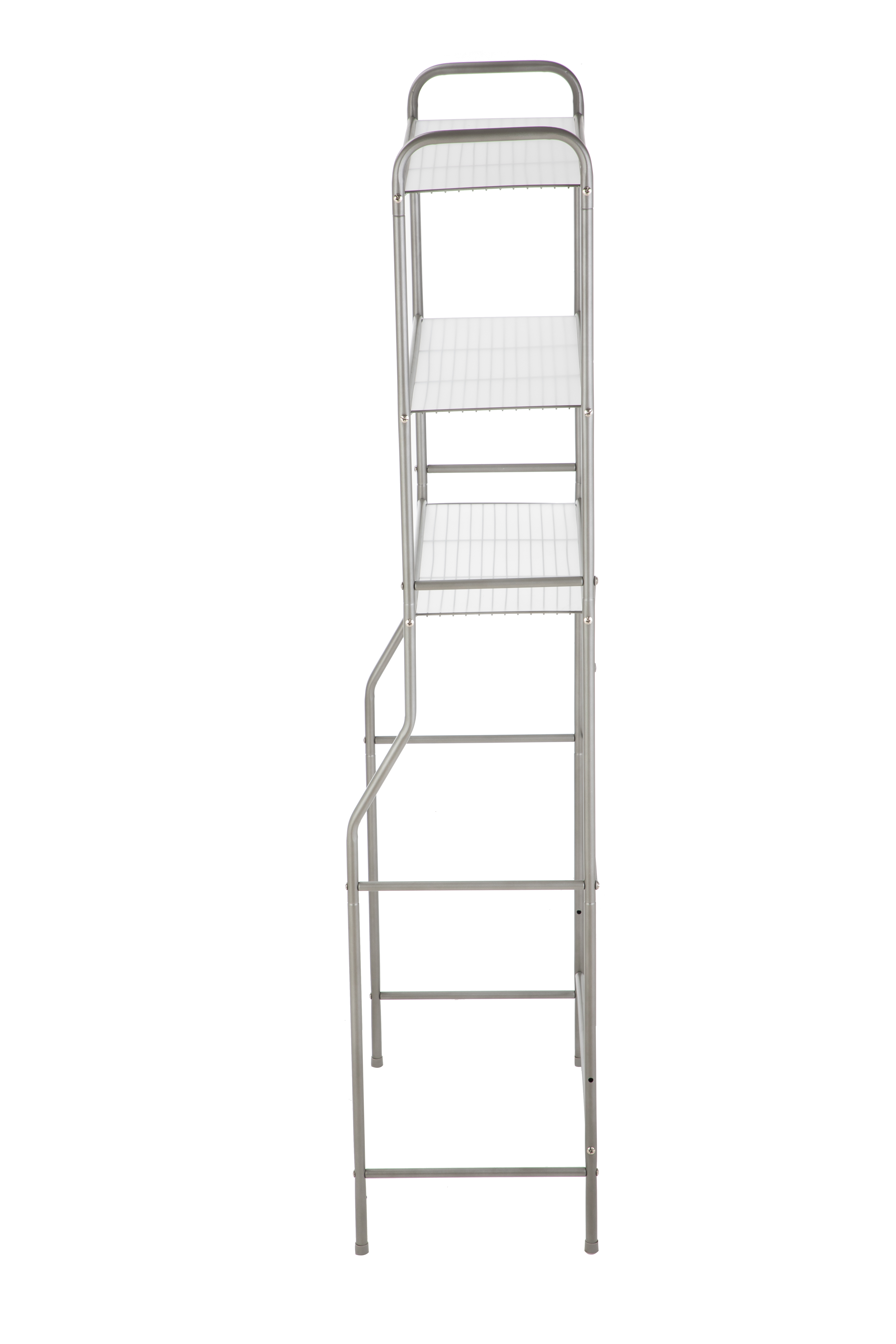 MAINSTAYS OVER-THE-TOILET 3-SHELF STEEL STORAGE UNIT WITH LINERS SATIN NICKEL